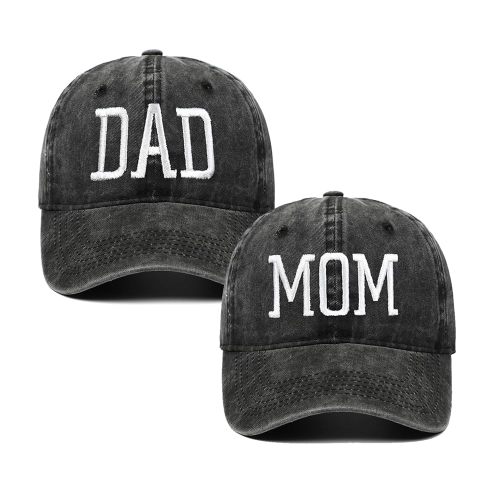 Mom and Dad Hats Set of 2 Pcs Embroidered Adjustable Baseball Caps Gift for Parents Couples Classic Mom Dad Gifts Hat