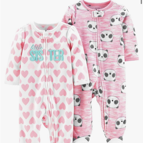 Simple Joys by Carter's Baby Girls' Fleece Footed Sleep and Play, Pack of 2