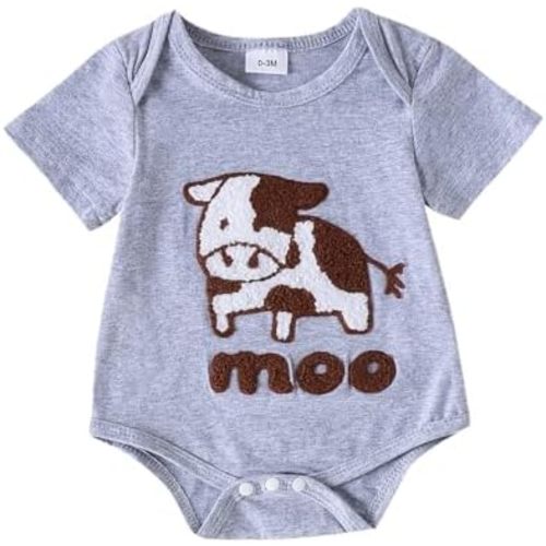 FIOMVA Baby Boy Girl Farm Outfit Embroidery Onesie Chicken Bubble Romper Short Sleeve Bodysuit Shirt Newborn Summer Clothes