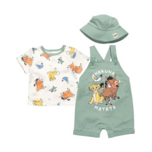 Baby Boys Mickey Mouse Baby French Terry Short Overalls T-Shirt and Hat 3 Piece Outfit Set Newborn to