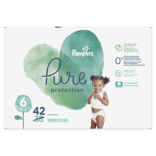 Pampers Pure Protection Diapers, Super Pack, Sizes N-6, 42-82 Count