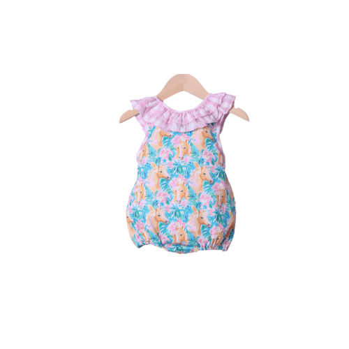 Pink Ruffle Floral Horse Bubble