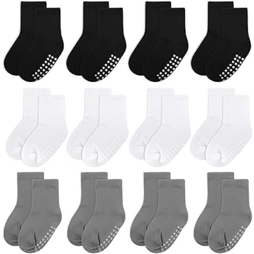 baby socks, cotton crew children's socks, non-slip grip socks, unisex, for toddlers, boys, girls