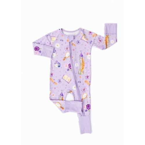 RAPUNZEL Bamboo Baby Pajamas, Purple Princess Baby Bamboo Baby Sleepers, Princess Zippered Baby Pajamas, Baby Girl Bamboo Pajamas