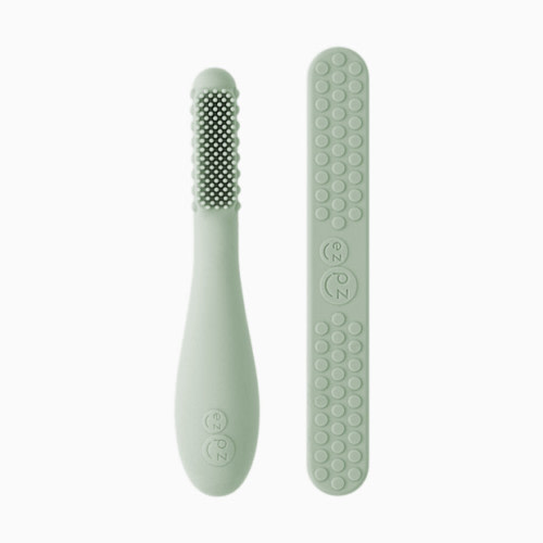 Baby-Led Toothbrush + Sensory Tongue Depressor Dual Pack - Sage