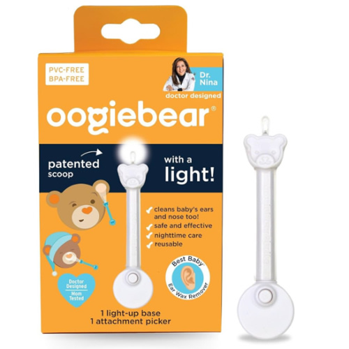 oogiebear Brite - Baby Nose Cleaner and Ear Wax Removal Tool. Baby Gadget with Nighttime LED Light. Safe Snot Booger Picker for Newborns, Infants & Toddlers