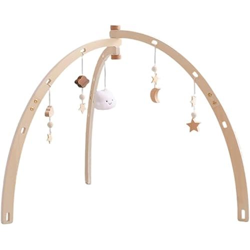 Interactive Gym with Wooden Star Cloud Pendants, Grasping Infant Play Mat, Playful Newborn Fitness Frame (Type 2)