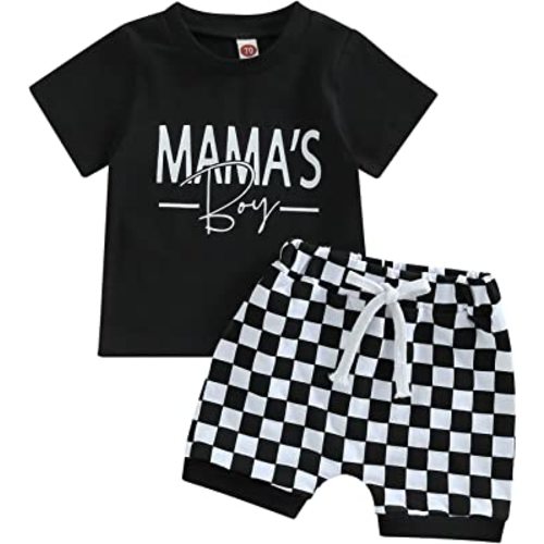 Toddler Baby Boy Summer Clothes Mamas Little Boy Short Sleeve T Shirt Tops Infant Rolled Stretch Shorts Set
