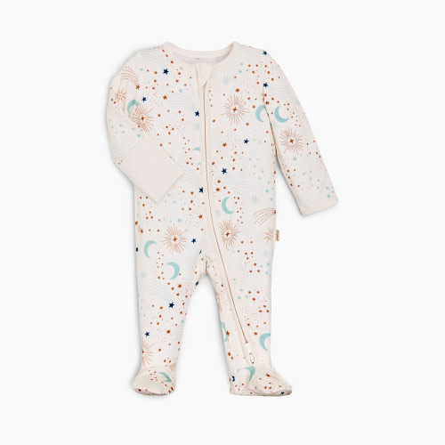 Tiny Kind Bamboo Viscose Printed Zipper Footie - Celestial Print, 0-3 M