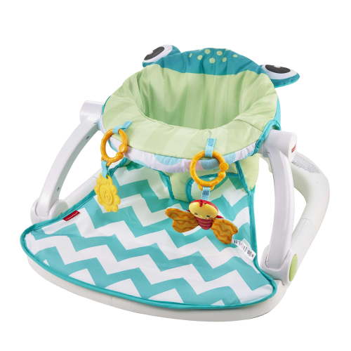 Fisher-Price Sit-Me-up Floor Seat Portable Infant Chair with 2 Toys, Citrus Frog, Multicolor, Unisex