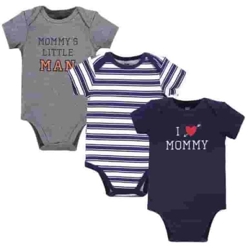 Hudson Baby Infant Boy Cotton Bodysuits 3pk, Boy Mommy, 3-6 Months