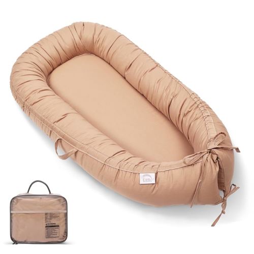 EAQ Baby Lounger, Snuggle Me Lounger, Portable Baby Nest Breathable & Soft, 100% Cotton Baby Lounger Pillow, Safe Baby Bassinet for Co-Sleeping, Nursery, Travel, Playtime