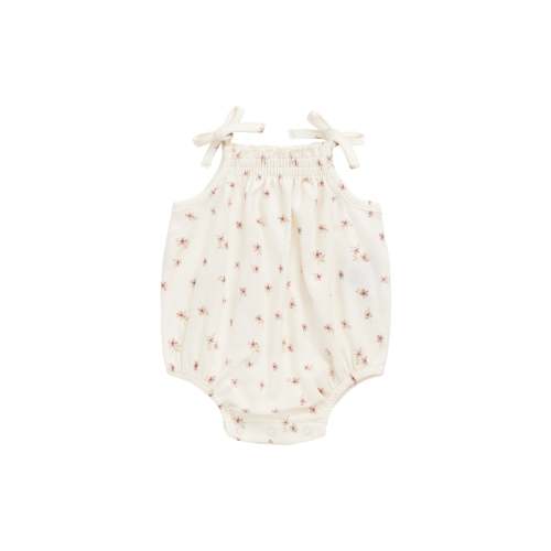 Organic Cotton Cassie Playsuit - Simple Flowers Egret (0-3 months)