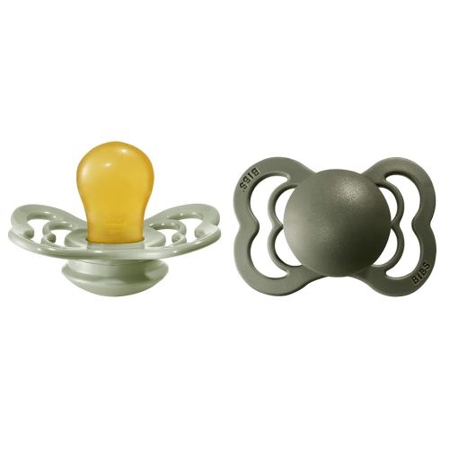 BIBS Pacifiers - Supreme Collection | BPA-Free Baby Pacifier | Made in Denmark | Set of 2 Sage/Hunter Green Color Premium Soothers | Size 0-6 Months