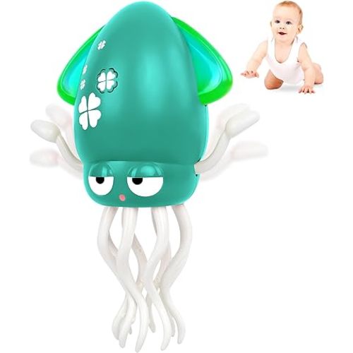 Sachie Dancing Octopus Baby Toy – Electric Crawling Octopus with Music & Lights, Rechargeable Sensory Toy for Infants & Toddlers, Fun Learning Gift for Boys & Girls(Green)