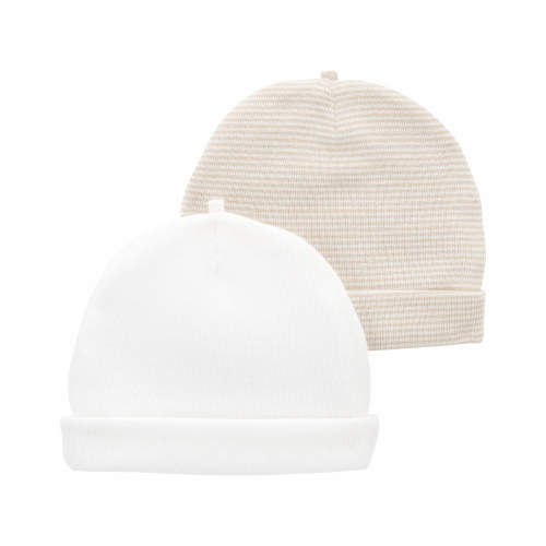 Baby 2-Pack Caps - NB - Style,White/Brown