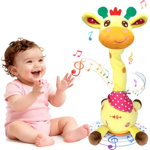 Talking Dancing Giraffe Baby Toys for 3-18 Months, Singing Recording Repeats What You Say with Glowing Light, Funny Gift for Toddlers 1-3 Year Old, Boys Girls Tummy Time Toys