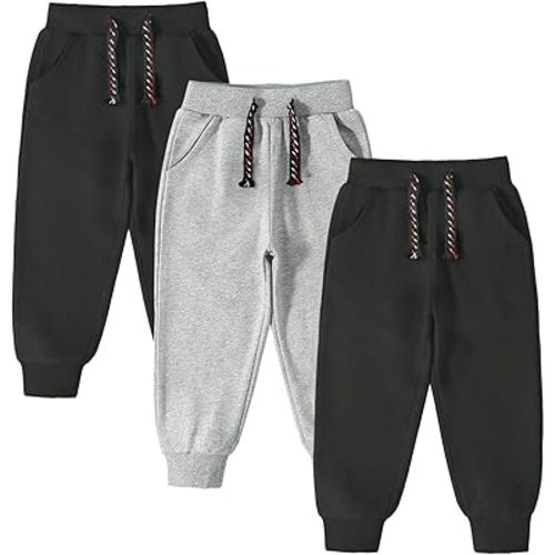 3 Pack Toddler Boys and Girls Cotton Pull on Sweatpant with Drawstring