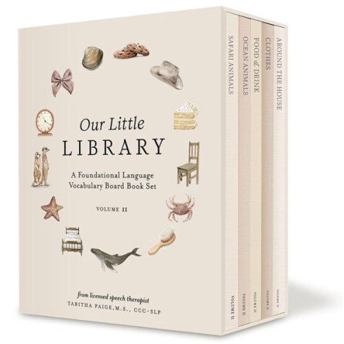 Our Little Library Vol. 2: First 100 Words Board Book Box Set, including Ocean Animals, Safari Animals, Food and Drink, Clothes, and Around the House (Tabitha Paige Children's Book Series)