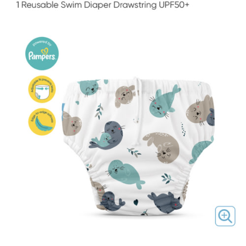 1 Reusable Swim Diaper Drawstring UPF50+ (OTTERS in extra small)