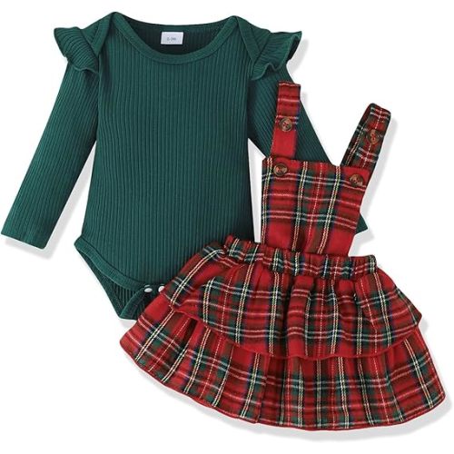 Newborn Infant Baby Girl Dress Clothes Winter Outfits Top Romper Overalls Dresses Suspender Skirt Set for Girls