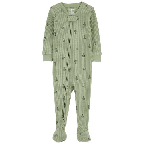 Baby 1-Piece Palm Tree Thermal Footie Pajamas - Style,Green