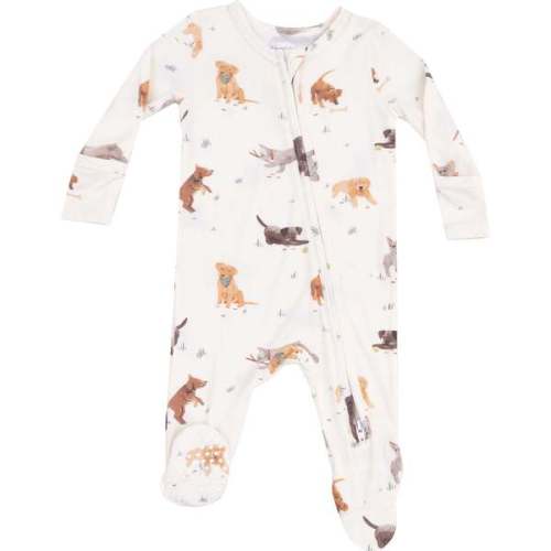 2 Way Zipper Footie, Watercolor Puppies