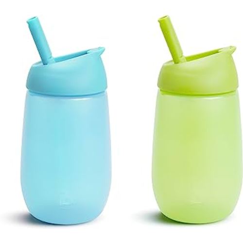 Munchkin® Simple Clean™ Toddler Sippy Cup with Easy Clean Straw, 10 Ounce, 2 Pack, Blue/Green