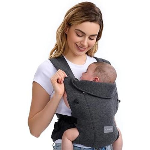 Newborn Carrier, Soft and Lightweight Baby Carrier Wrap | Ergonomic, Adjustable Neck Support | Ideal for Newborn 7-24 lbs | Enhanced Comfort and Support, Grey