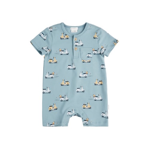 Baby Motorino Henley Romper, 6-9M- Only 2 left, Blue