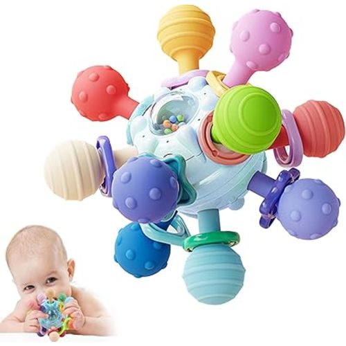 Baby Sensory Montessori Toy - Infant Teething Relief - Teethers for Newborn - Developmental Rattles Chew Toys Gifts for 0 3 6 9 12 18 Months Girl Boy -Toddler Travel Easter Toy for 1 2 One Year Old
