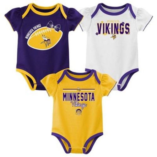 NFL Minnesota Vikings Girls' White 3pk Bodysuit