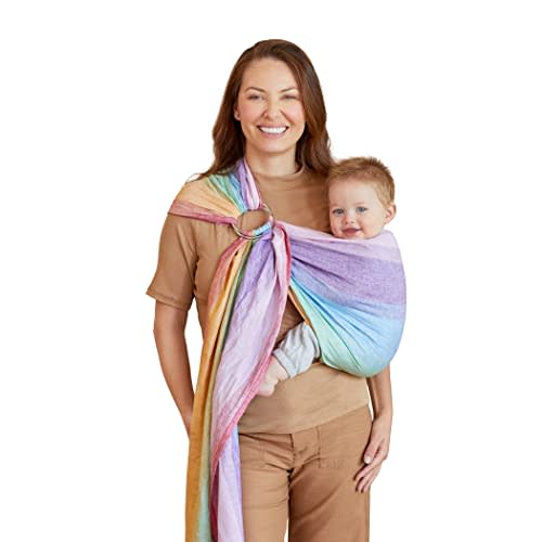 LÍLLÉbaby Ring Sling Baby Wrap Carrier for Infants & Toddlers (8-30lbs), Made for Versatile Babywearing, Support Wrap for Mother's, Adjustable & Sturdy, Lightweight & Comfortable (Rainbow)