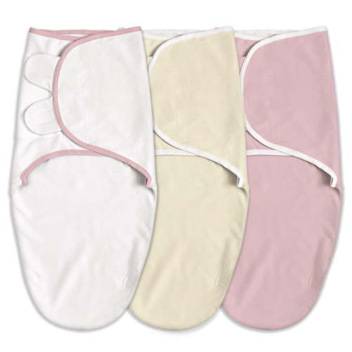 Gllquen Baby Organic Cotton Original Swaddle Blankets 3-Pack For Newborn Infant Boys Girls, 0-3 Months, Peachy Pink