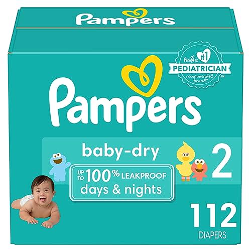 Pampers Baby Dry Diapers - Size 2, 112 Count, Absorbent Disposable Diapers