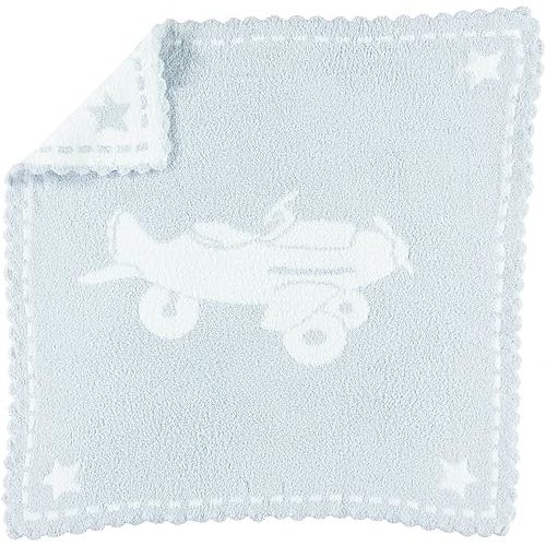 Barefoot Dreams CozyChic Scalloped Baby Receiving Blanket - Blue & White 30x 32