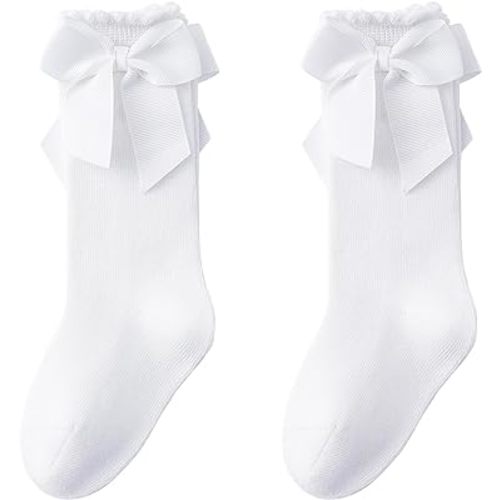 Baby Knee High Socks Toddler Long Socks Girls Bow Ruffled Knee Socks Cotton Tube Stockings Infant Dress Socks