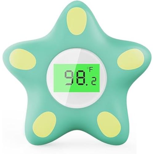 Baby Bath Thermometer, Infant Digital Water Thermometer Safety with 3 Color Backlit and Temperature Warning, Room Thermometer Floating Toy for Infant, Toddler, Bathtub, Swimming Pool (Green)