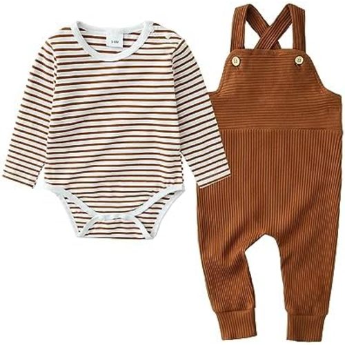 DISAUR Newborn Baby Boy Clothes, Infant Boy Bodysuit Outfits Long Sleeve Romper + Bib Overall Pants Fall Newborn Boy Clothes