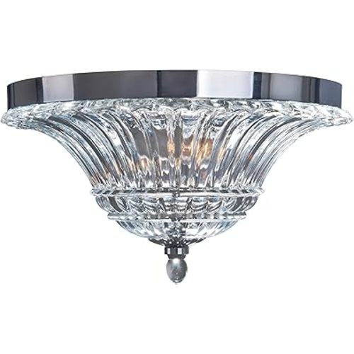 Elegant Designs FM1002-CHR 2 Light Glass Ceiling Light Glacier Petal Flushmount, Chrome