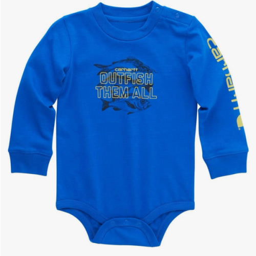 Amazon.com: Carhartt Kid's CA6568 Long-Sleeve Fishing Bodysuit - Boys 6 Months Lapis Blue: Clothing, Shoes & Jewelry