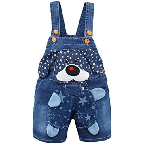 KIDSCOOL SPACE Baby Cute Summer Jean Overalls,Toddler Denim Cartoon 3D Animal Shortalls