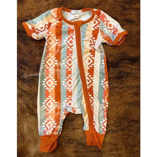 Boho Aztec baby short sleeve sleeper (sale)