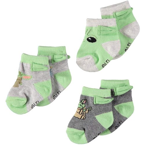 STAR WARS Baby Boys Mandalorian The Child 3-Pack Booties - Baby Yoda Baby Socks Multipack (3-Pack, 0-12 Months)