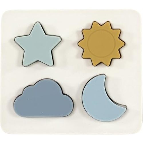 Hudson Baby Silicone Puzzle Board, Sun Moon, One Size