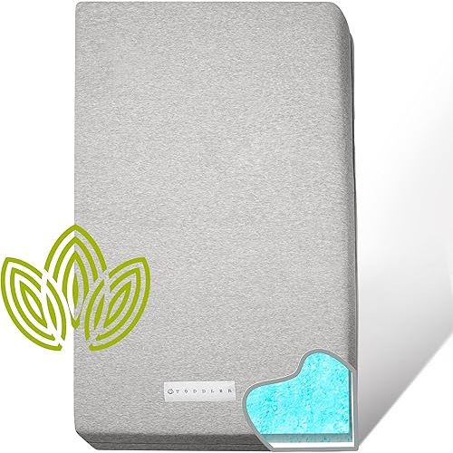 Organic Cotton Dual-Sided Crib Mattress | 2-Stage Premium Memory Foam CertiPUR-US Hypoallergenic Baby Mattress, Firm Support for Infant, Cooling Gel for Toddler, Waterproof Washable Cover (Grey)