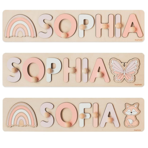 Personalized Name Puzzle Montessori Toys Nursery Decor Customized Puzzle Educational Toy Christmas Gift For a 1 Year Old Gifts Kids Name Sign for Nursery Easter Present for Baby