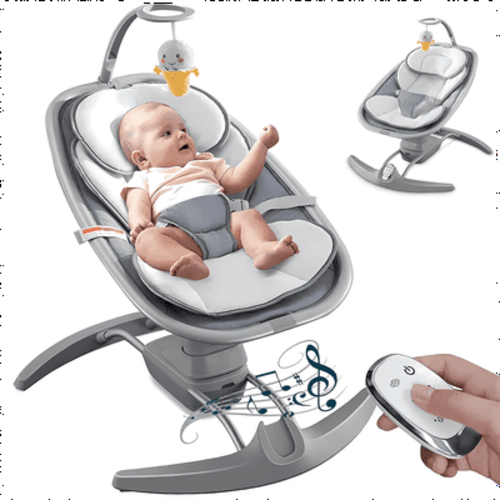RONBEI Baby Swing for Infants, Portable Swing with Music Playing, Unisex Baby Bouncer, Baby Swing for Home Travel,Dark Gray