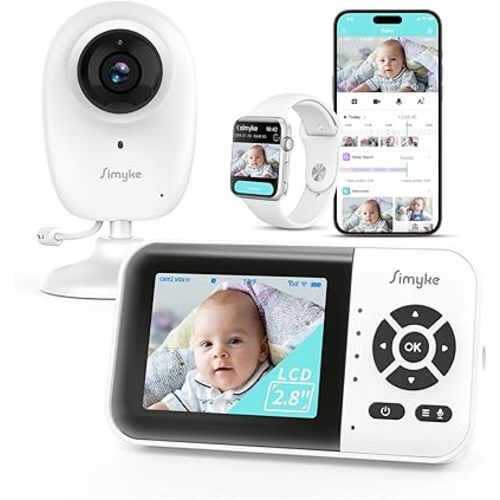 Smart Video Baby Monitor,2.8inch Display,1080p Camera,1500ft Long Range,WiFi On/Off Switch,Night Vision,Feeding Clock,Temperature Detection,2-Way Talk,Free Smart Phone App