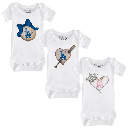 Girls Infant Los Angeles Dodgers Tiny Turnip White 3-Piece Bodysuit Set